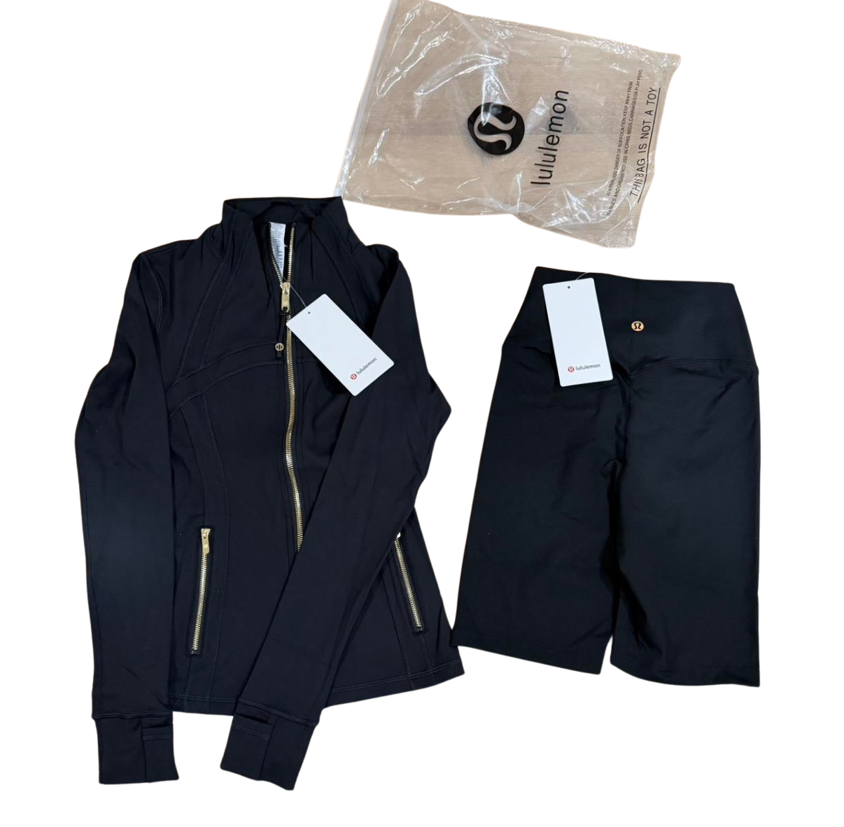 Black lulu set with gold zipper