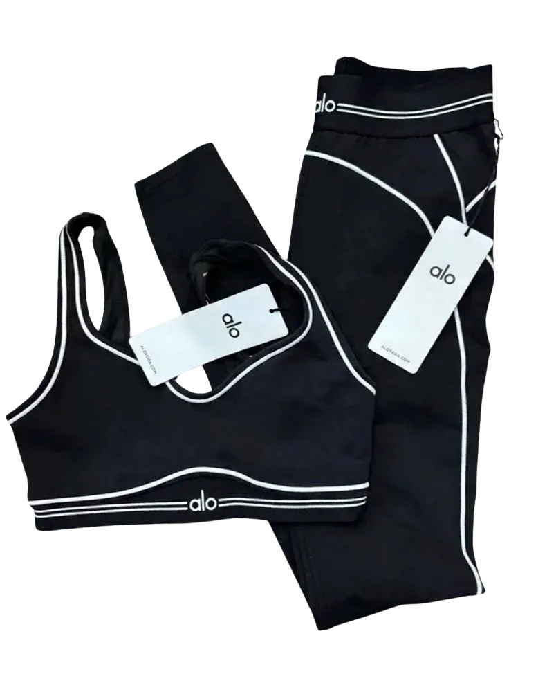 Alo yoga wear black & white set